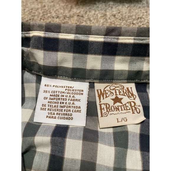 Western Frontier Mens Green Buffalo Check Pearl Snap Western Shirt Large USA - Picture 4 of 5